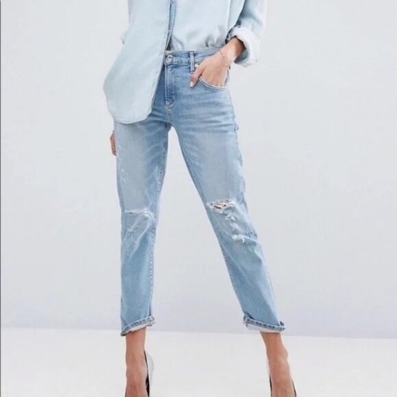 AGOLDE Isabel Slim Boyfriend Distressed Denim Jeans 26 - Picture 1 of 7